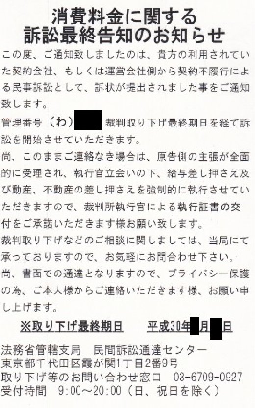 電話番号は架空請求の電話番号 注意